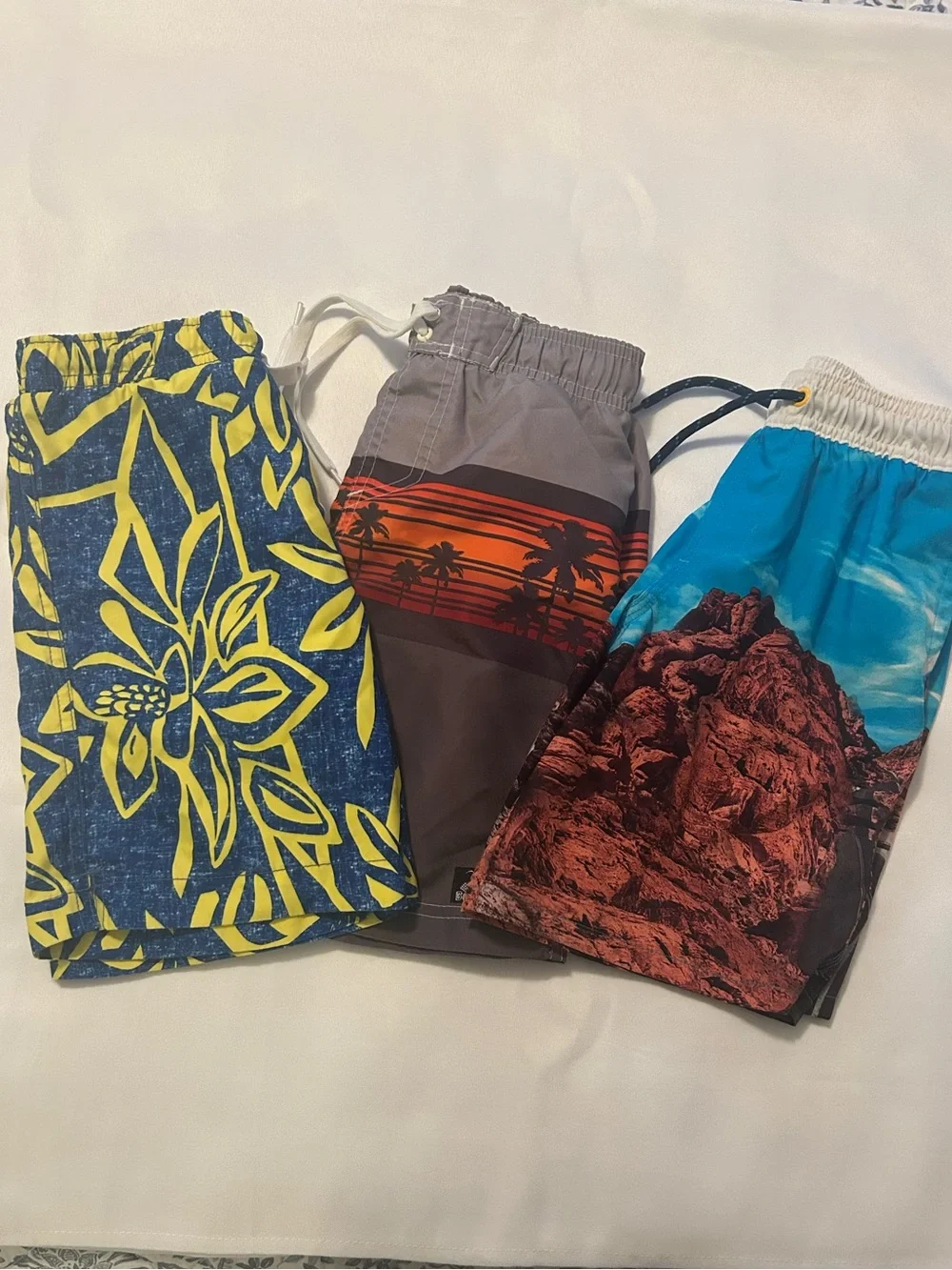 Bundle of 3 boy’s swim suit trunks size 7 Lands End Chill Wonder Nation